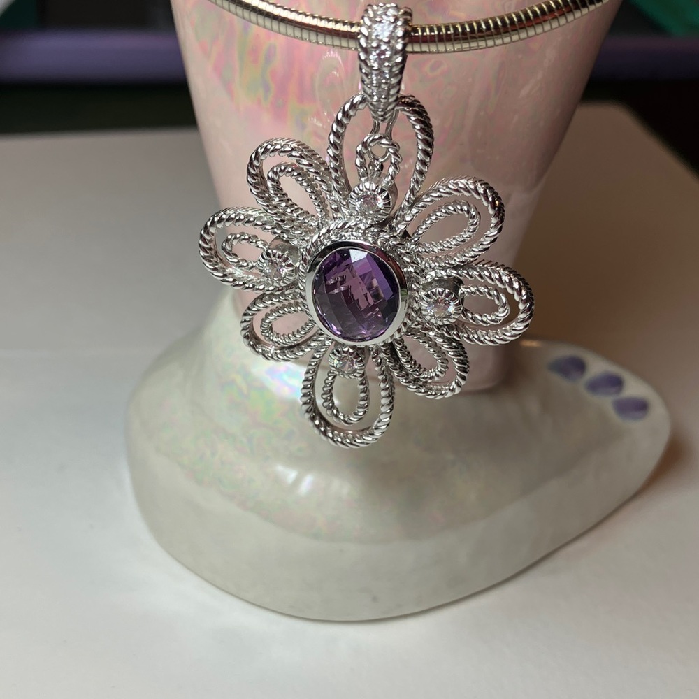 Judith Ripka Sterling Silver Gemstone Pendant and Earring Set - Picture 3 of 6